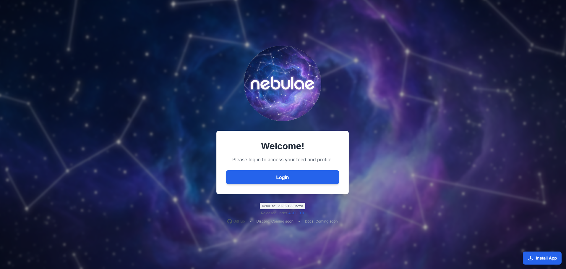 Nebulae login page
